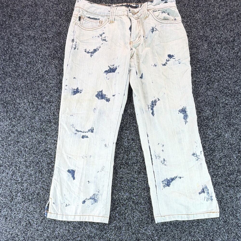 Crest Jeans Womens 5/6 Light Blue Dark Distressed Pattern Straight Leg Denim